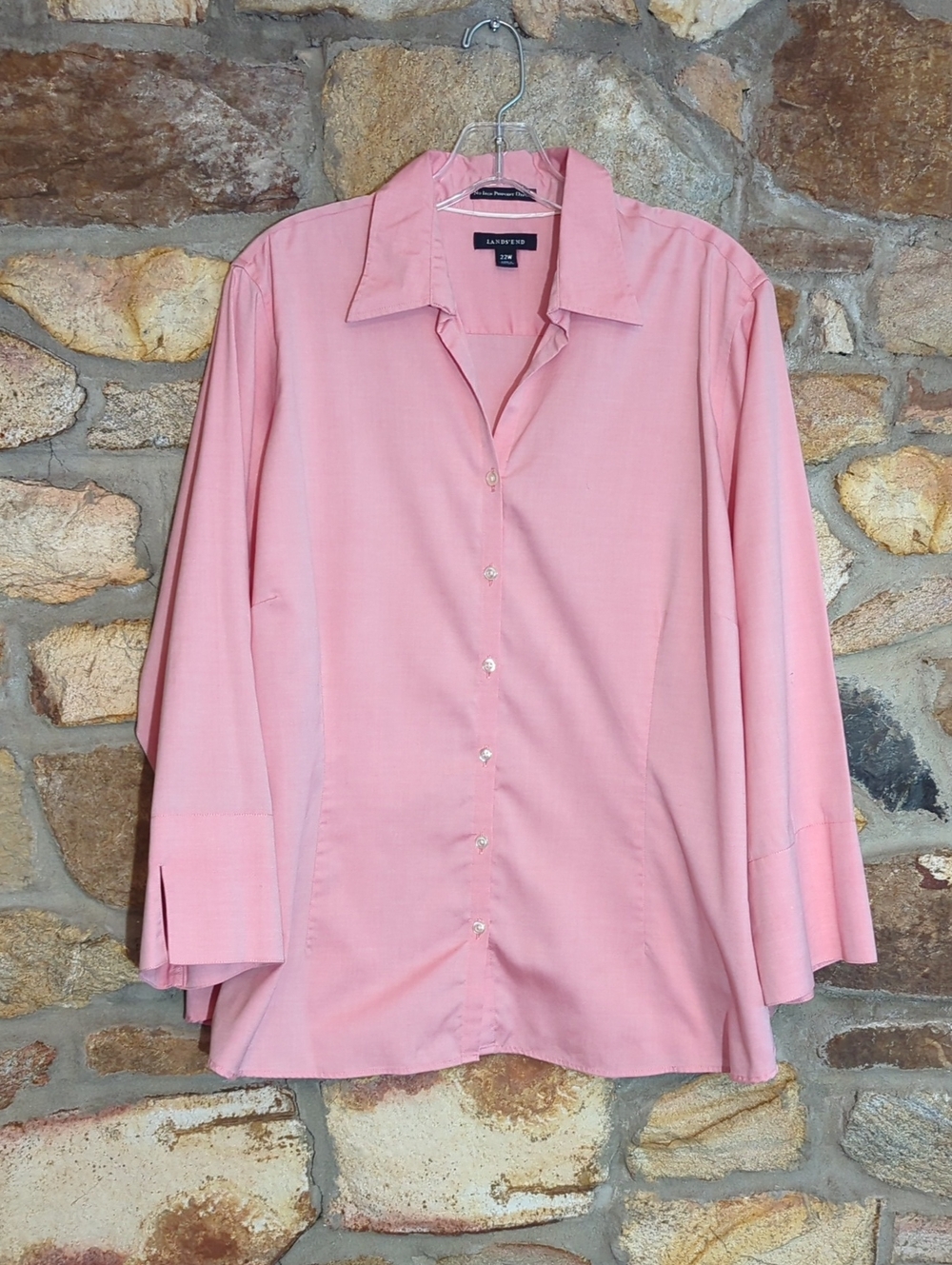 Lands' End Pink No-Iron Oxford Button-Up